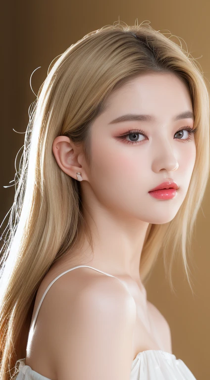 ((Best quality, 8k, Masterpiece :1.3)), Sharp focus :1.2, KPop girl Korean. Rose. Rose. 24 years old. body. slim. thin. Captivating. ((make-up face. lipstick)) long blonde hair.

Strapless Tube Mini Dress)) Also show your ears. In front of the camera. Ear texture. Ear hole details. Realistic. Close-up Shot of Ear. At close range. Shot from the side. In the room_ mix4, 20d, solo, photo-realistic:1.37