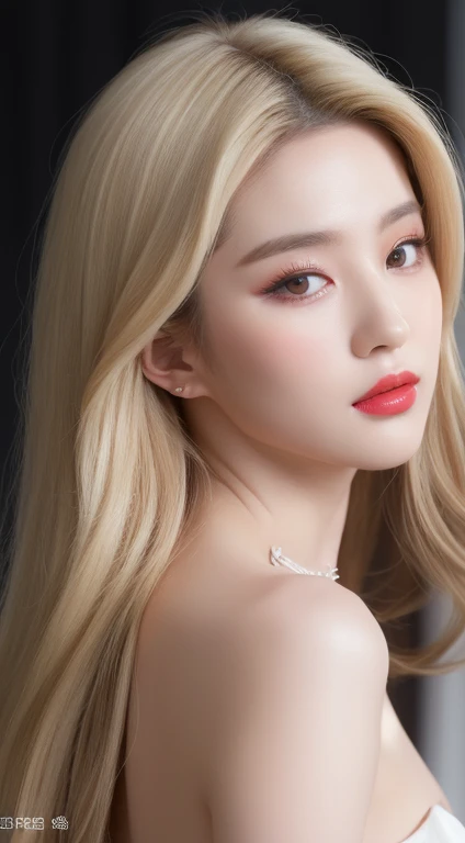 ((Best quality, 8k, Masterpiece :1.3)), Sharp focus :1.2, KPop girl Korean. Rose. Rose. 24 years old. body. slim. thin. Captivating. ((make-up face. lipstick)) long blonde hair.

Strapless Tube Mini Dress)) Also show your ears. In front of the camera. Ear texture. Ear hole details. Realistic. Close-up Shot of Ear. At close range. Shot from the side. In the room_ mix4, 20d, solo, photo-realistic:1.37