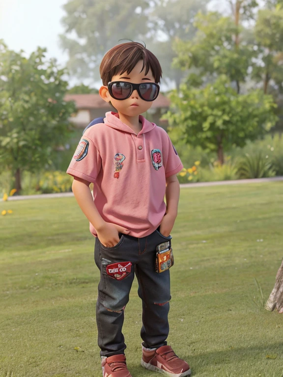 maxi a cartoon character from children's book, boy , shorts, snneaker sneakers, baggy shirt, red cap, multiple poses and expressions, pixar art style,