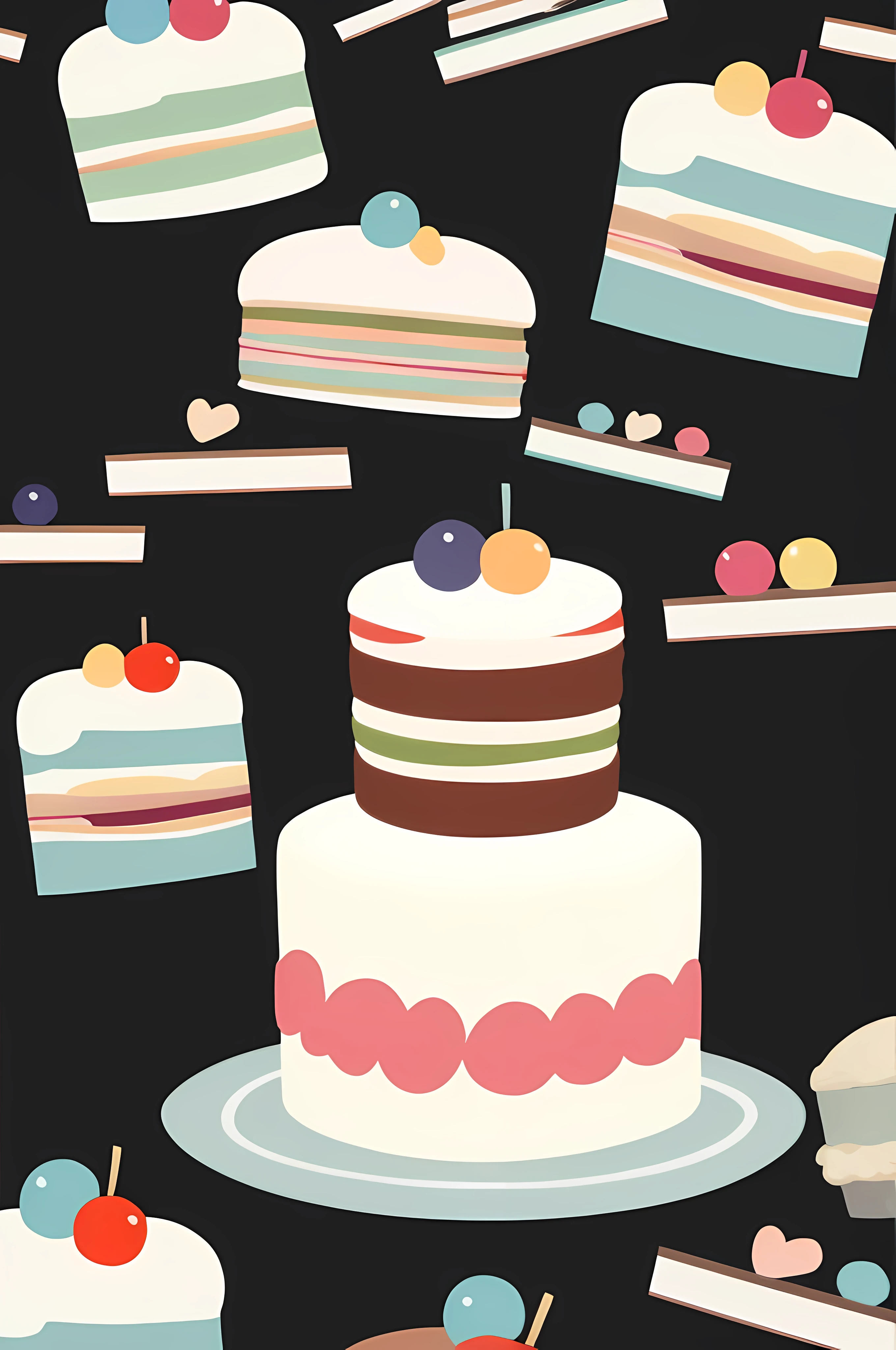 masterpiece, best quality, Popular science style，cake,chibi,simple background