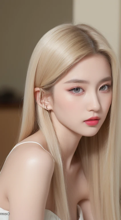 ((Best quality, 8k, Masterpiece :1.3)), Sharp focus :1.2, KPop girl Korean. Rose. Rose. 24 years old. body. slim. thin. Captivating. ((make-up face. lipstick)) long blonde hair.

Strapless Tube Mini Dress)) Also show your ears. In front of the camera. Ear texture. Ear hole details. Realistic. Close-up Shot of Ear. At close range. Shot from the side. In the room_ mix4, 20d, solo, photo-realistic:1.37