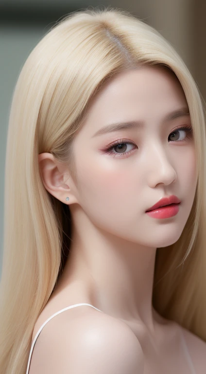 ((Best quality, 8k, Masterpiece :1.3)), Sharp focus :1.2, KPop girl Korean. Rose. Rose. 24 years old. body. slim. thin. Captivating. ((make-up face. lipstick)) long blonde hair.

Strapless Tube Mini Dress)) Also show your ears. In front of the camera. Ear texture. Ear hole details. Realistic. Close-up Shot of Ear. At close range. Shot from the side. In the room_ mix4, 20d, solo, photo-realistic:1.37