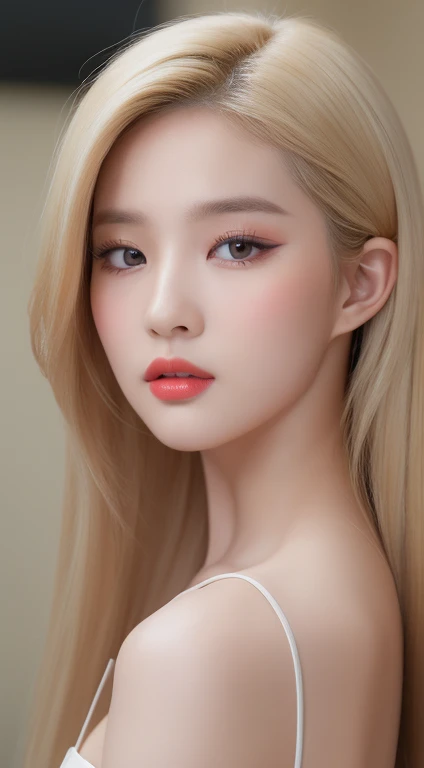 ((Best quality, 8k, Masterpiece :1.3)), Sharp focus :1.2, KPop girl Korean. Rose. Rose. 24 years old. body. slim. thin. Captivating. ((make-up face. lipstick)) long blonde hair.
Strapless Tube Mini Dress)) Also show your ears. In front of the camera. Ear texture. Ear hole details. Realistic. Close-up Shot of Ear. At close range. Shot from the side. In the room_ mix4, 20d, solo, photo-realistic:1.37