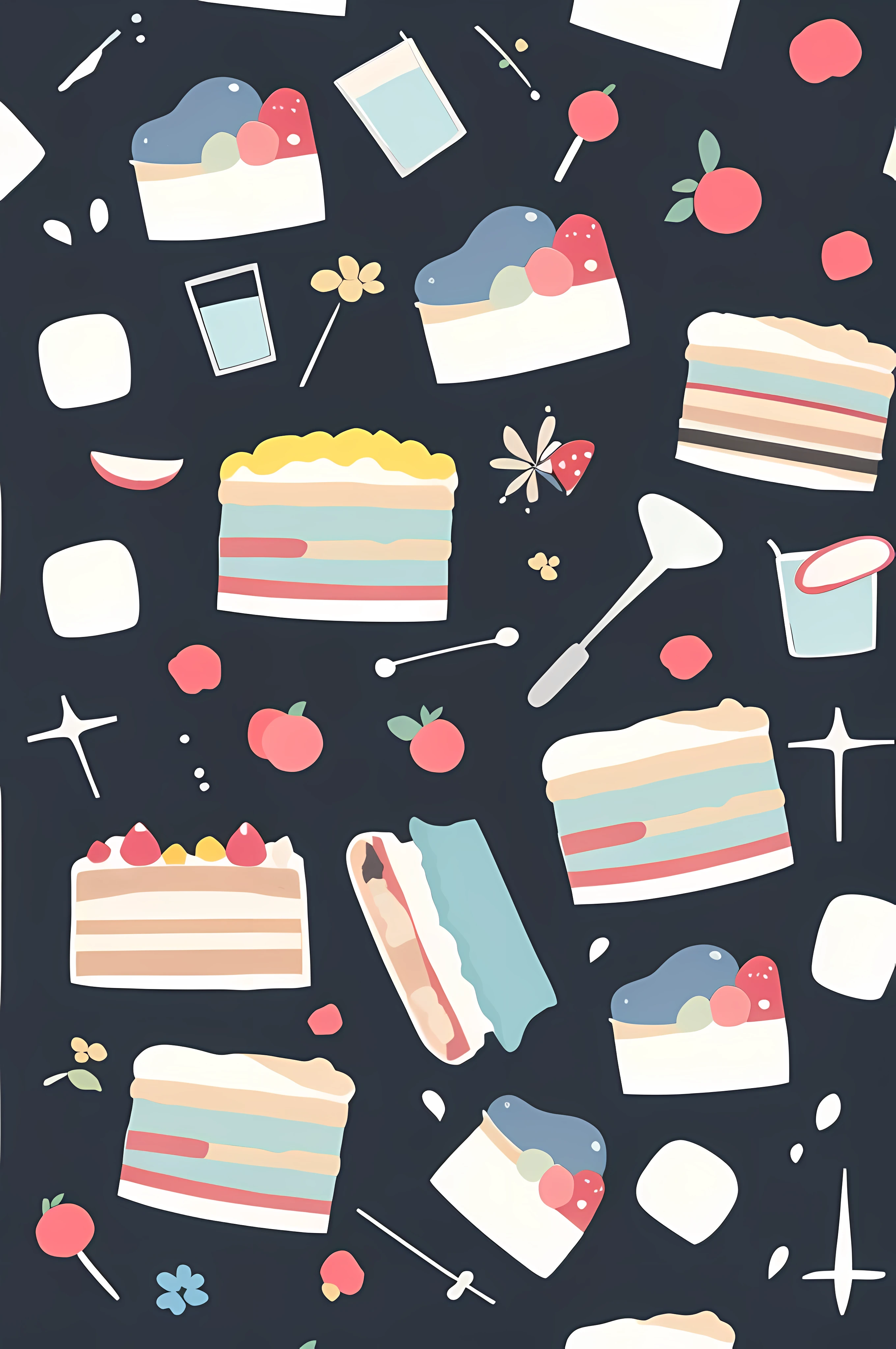 masterpiece, best quality, Popular science style，cake,chibi,simple background