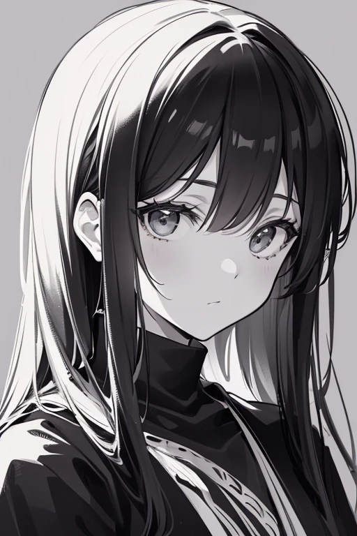 Black and white sketch, its fine ink line art, comic style, portrait of young woman, beautiful line art
