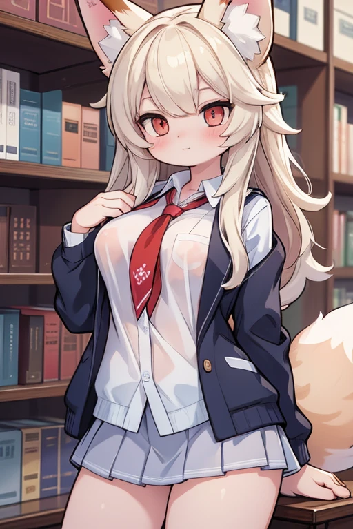 Sexy Fox Girl. In a Library. Wearing a school uniform. NSFW