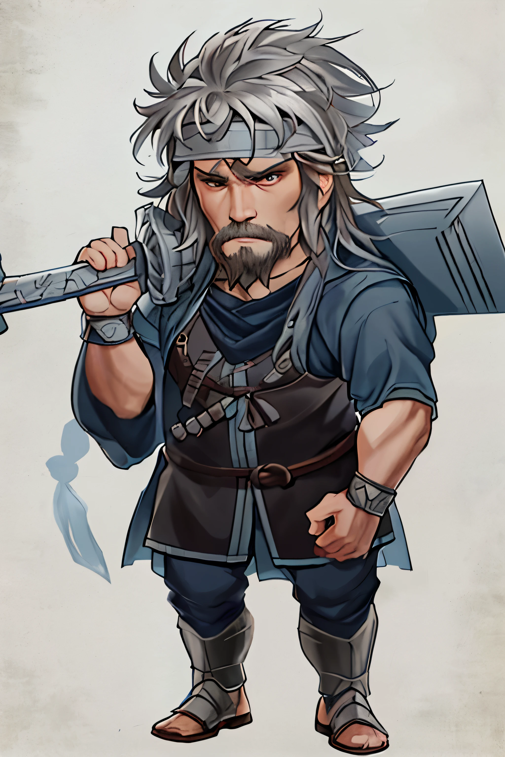 Drawing of a man with a sword in his hand, official character illustration, picture of an adult male warrior, beautiful line drawing, official character art, ancient blacksmith god, highly detailed character design, caleb from critical role, line work concept art, norse god