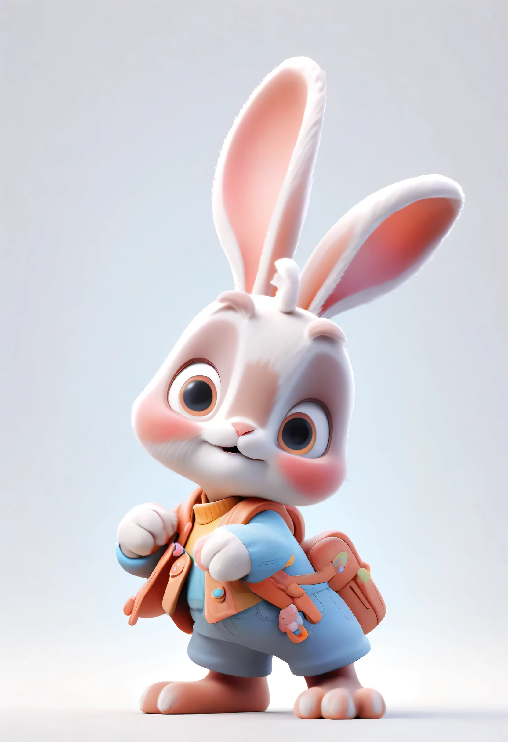 a cute bunny, Pixar style, clean white background, 3 d desenho animado, Amazing details, colorful, high detail, sharp focus, high resolution, 8k, 3d rendering 