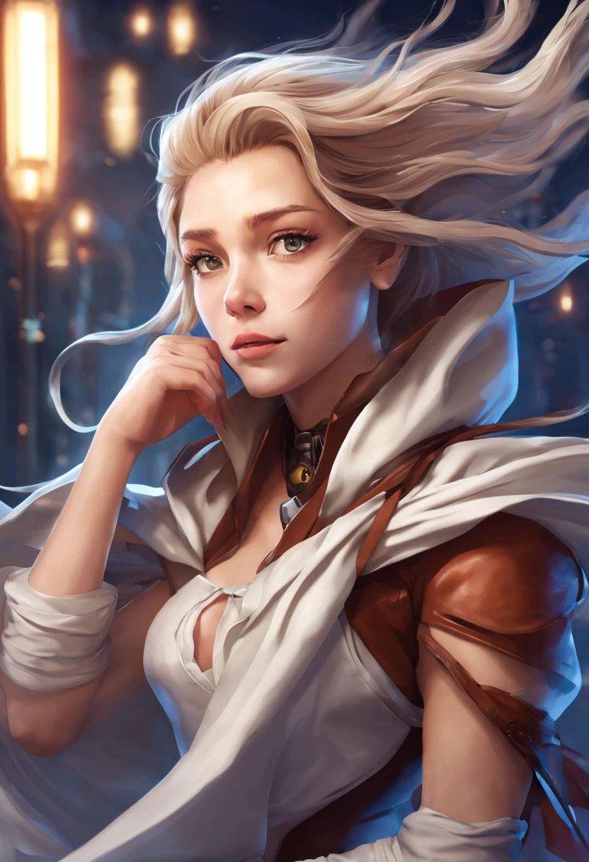 Make it a clear finish,Unity 8K wallpaper,Fit the character within the frame,A woman with the perfect beauty and cuteness like the beautiful women appearing in anime and games, under 2000 Kelvin lighting,To create a high-quality,She peered into my face with a surprised look, with medium-length ash blonde hair, wearing a duffle coat and a black skirt, wrapped in a white scarf, wearing knee socks and brown leather shoes,