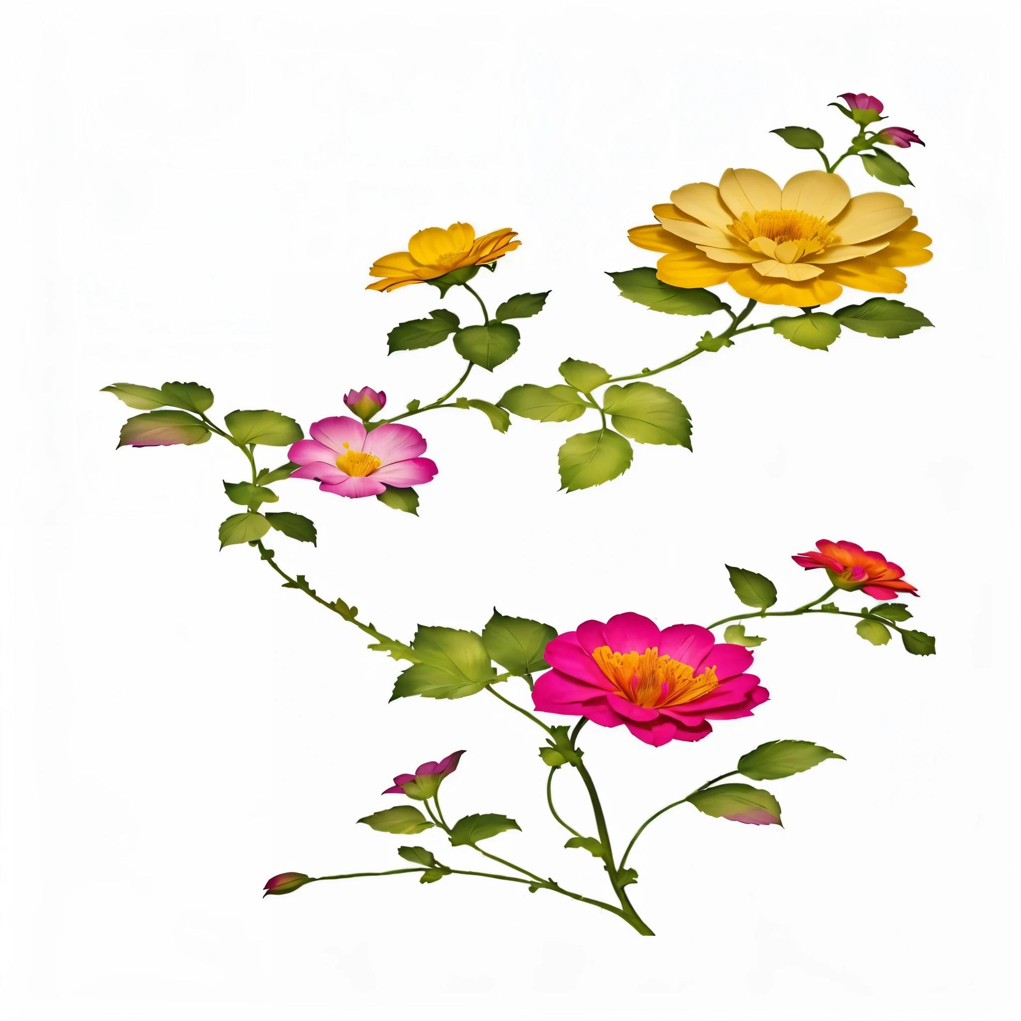 there is a picture of a flower with green leaves on white background, flowers.pairre joseph redute, stylized flowers, smooth and elegant beautiful flower with high resolution