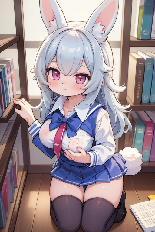 Sexy Rabbit Girl. In a Library. Wearing a school uniform. NSFW