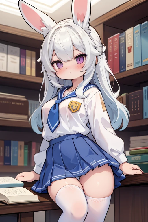 Sexy Rabbit Girl. In a Library. Wearing a school uniform. NSFW