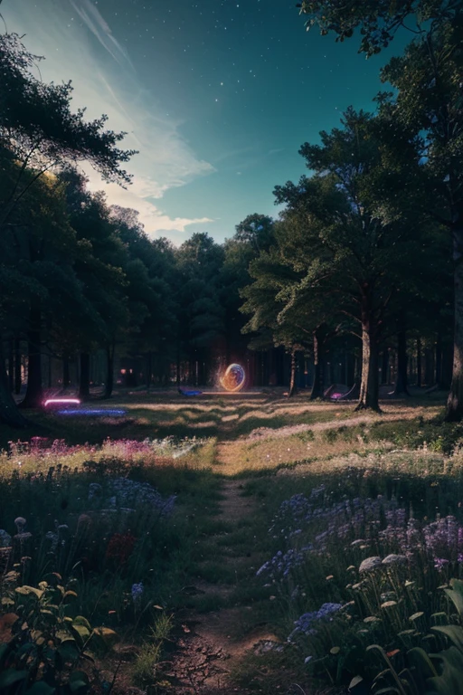 Day Time, A vast, digital landscape, filled with glowing nodes and interconnected lines, resembling a grand adventure map, Forest of adventures with flowing colors  