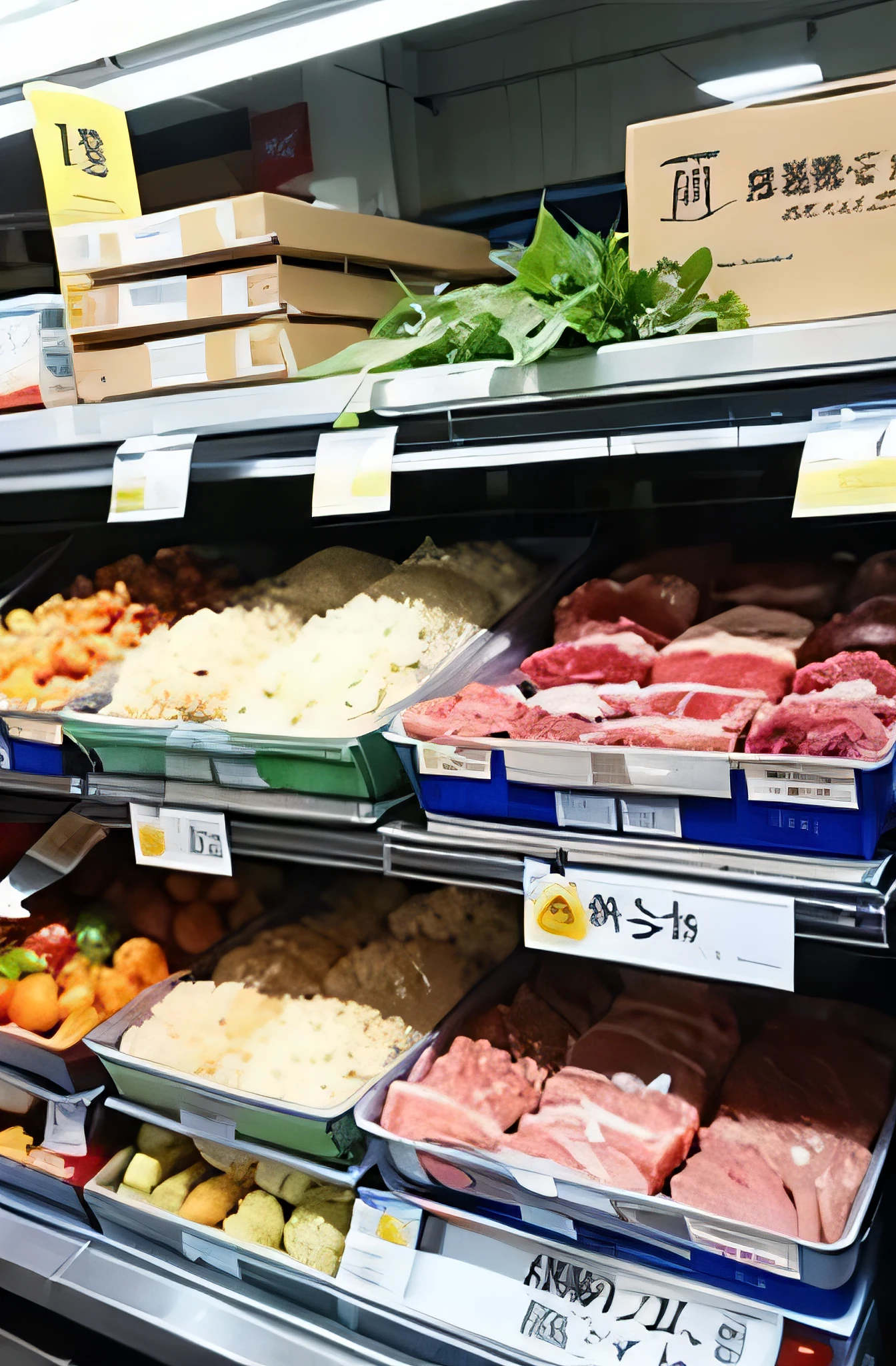 supermarket、Ingredients department、meat、vegetables、condiment