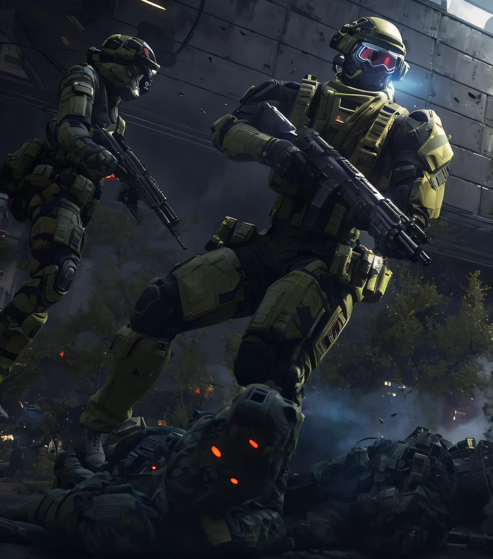 two soldiers fighting,Two soldiers fighting hand in hand, fps game concept art, fps game concept, sci-fi soldier, realistic soldier, warzone background, Colonial Marines, clothed in military armor, Mechanized female soldier, futuristic soldier, hq 4K phone wallpaper, Highly realistic concept art, video game render, Game CG,4K,8k,ultra high definition