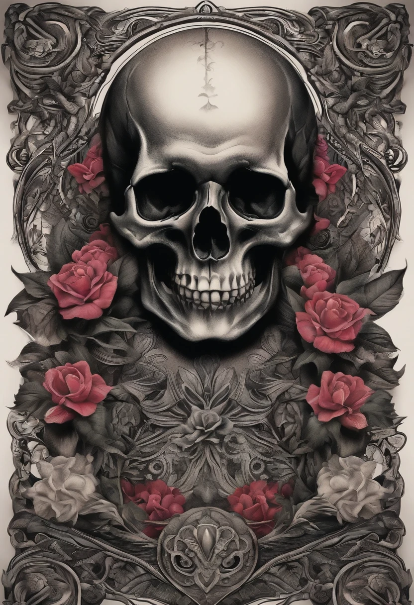 Black skull tattoo design