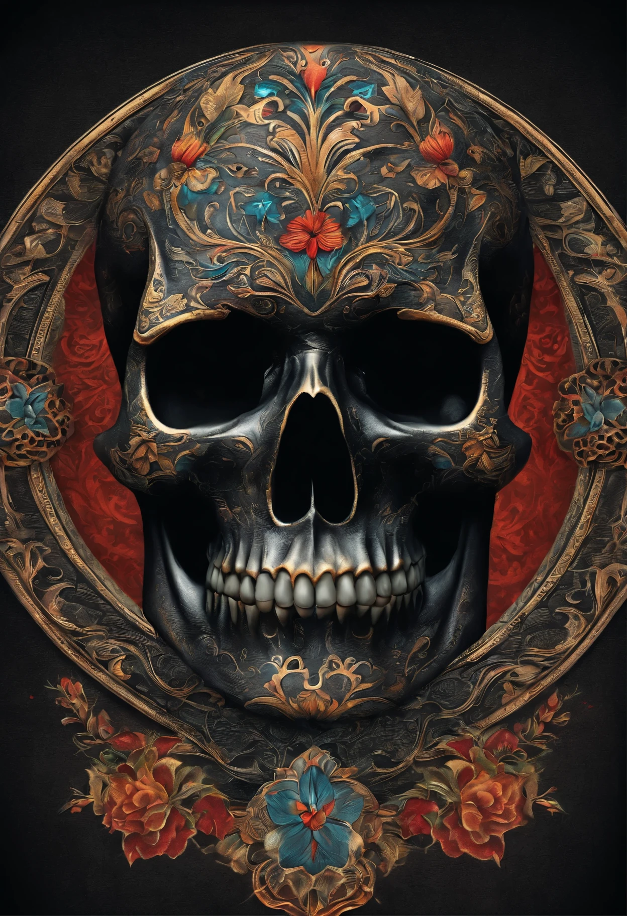 Black skull tattoo design