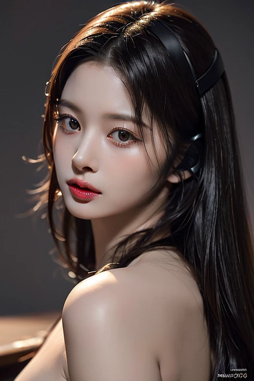(RAW photo, best quality), ((Nostalgia,1980s syle)),(A girl with a literary atmosphere:1.2),(realistic, photo-realistic:1.3), extremely delicate and beautiful, Amazing, finely detail, masterpiece, ultra-detailed, highres,best illustration, best shadow,intricate,depth of field,(closeup portrait of a young beautiful woman:1.2),long hair,messy hair,((((low key,dark scene,dimly lit)))),(((soft lighting:1.4))),(pale skin:1.4),(shy smile),(cinematic angle),sharp focus, volumetric fog, 8k UHD, DSLR, high quality,( film grain:1.4), Fujifilm XT3,(looking at viewer), pale skin,lips, long hair, looking at viewer, young, asian, large breasts, open mouth, black hair, headphones, breast hold, large breasts, large breasts, ass, (Nsfw 1.3), Nudity, naked, nsfw, naked crotch, big ass emphasis, exposed breasts, sitting at a table, exposed ass