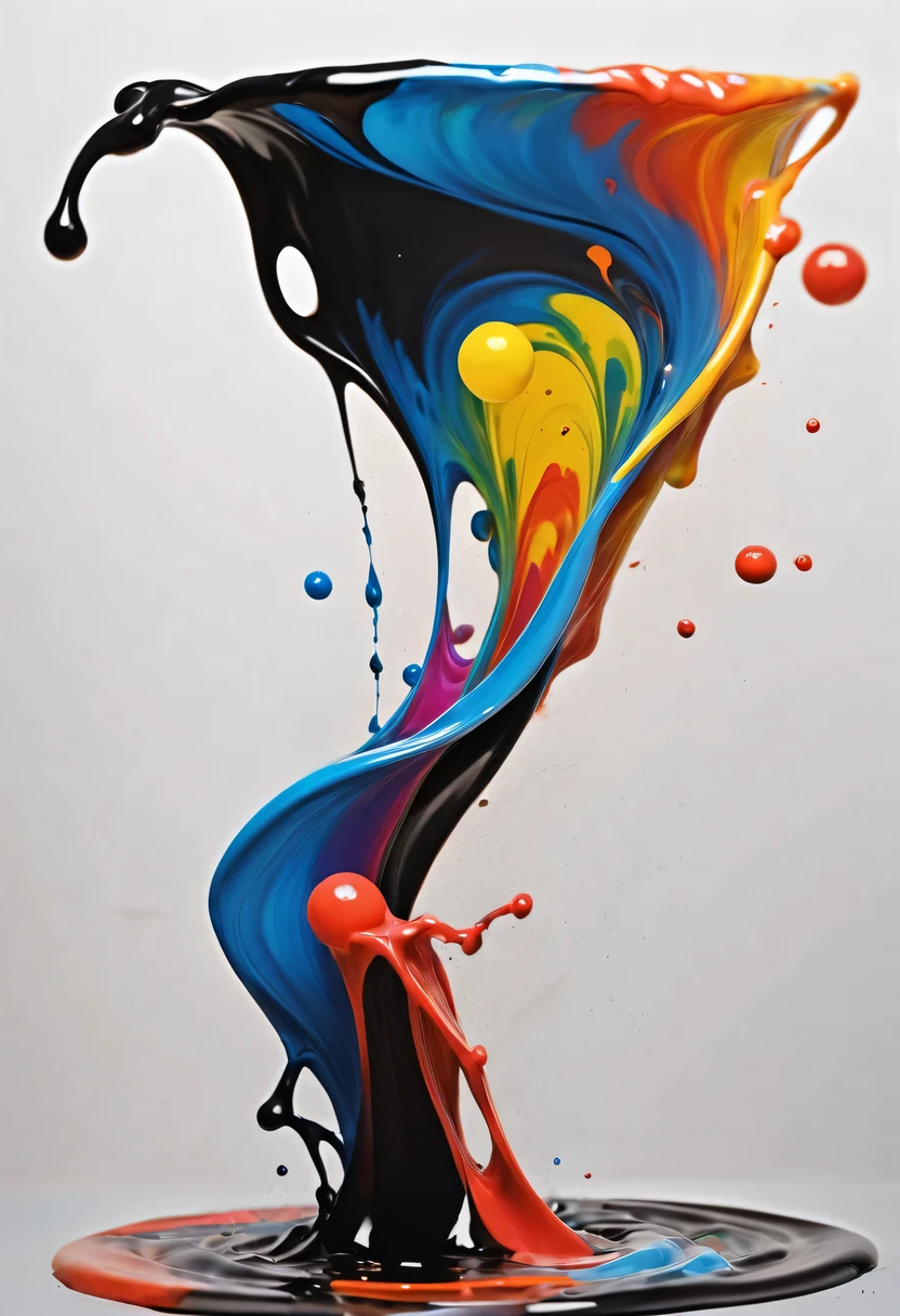 scribble art,ink splatter,Wild,splash ink painting,Abstraction,rich and colorful,Vague dreams,Dynamic energy,publish creation,visual impact,modern aesthetic,Elegant and simple,Contemporary interpretation,be bold,black background,Colored marbles fall into the ink bucket,The moment when ink is splattered,Stir up huge rich and colorful waves,Gorgeous