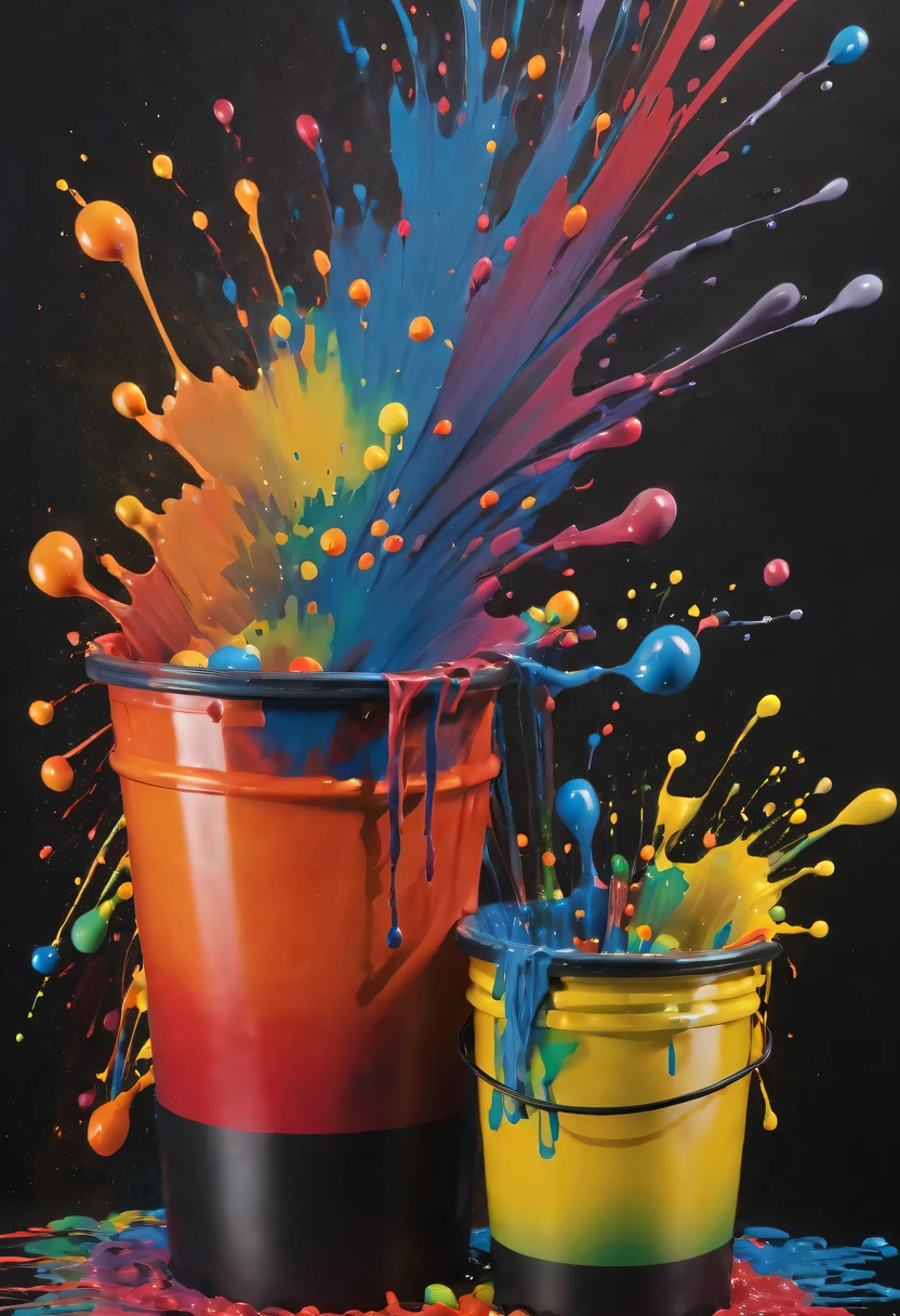 scribble art,ink splatter,Wild,splash ink painting,Abstraction,rich and colorful,Vague dreams,Dynamic energy,publish creation,visual impact,modern aesthetic,Elegant and simple,Contemporary interpretation,be bold,black background,Colored marbles fall into the ink bucket,The moment when ink is splattered,Stir up huge rich and colorful waves,Gorgeous
