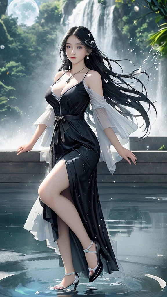  watery big eyes, loving pupils, [shy], long hair, master works, best picture quality, ((kebaya_bali)),super high resolution, higher quality, beautiful girl, female, heart-shaped hair ornament, 8k resolution, hot girl, student, beautiful pupil, blush, dusk, oasis ((character at the edge of the pool)), magic ring, volumetric light, cinematic light, natural light. Waterfall background, fashion long skirt, not exposed, full body photo
Snow Moon Law Moon Girl Light Shoulders, Solo, Crystal Clear Water Splash Perfect Reflection, Eyebrow Pattern, Beautiful Black Eyes, Floating Water Splash, Black Water Droplet, Beautiful Glow, Best Quality, Illustration, Masterpiece, Best Production, Best Quality, Highly Detailed, Extremely Detailed CG, Lighting, Cute, Tyndall Effect, Burning Splash Wrapped, Light Shoulders, Depth of Field, Black Water, Super Moe, Shining, Beautiful
The, delicate facial features, cute, black water particle special effects, dreamy, floating
Black glowing particles, burning hair, necklace
((Masterpiece)), ((Highest Quality)), exquisite CG, blue-purple tone, sweet Beautiful and lovely,(NSFW),(Full Body),(cute face:1.5),(huge breasts:1.2),high-heels,big hips, medium thighs,Random Dresses,breasts slightly exposed,cleavage of the breast,lipgloss,Lace,
