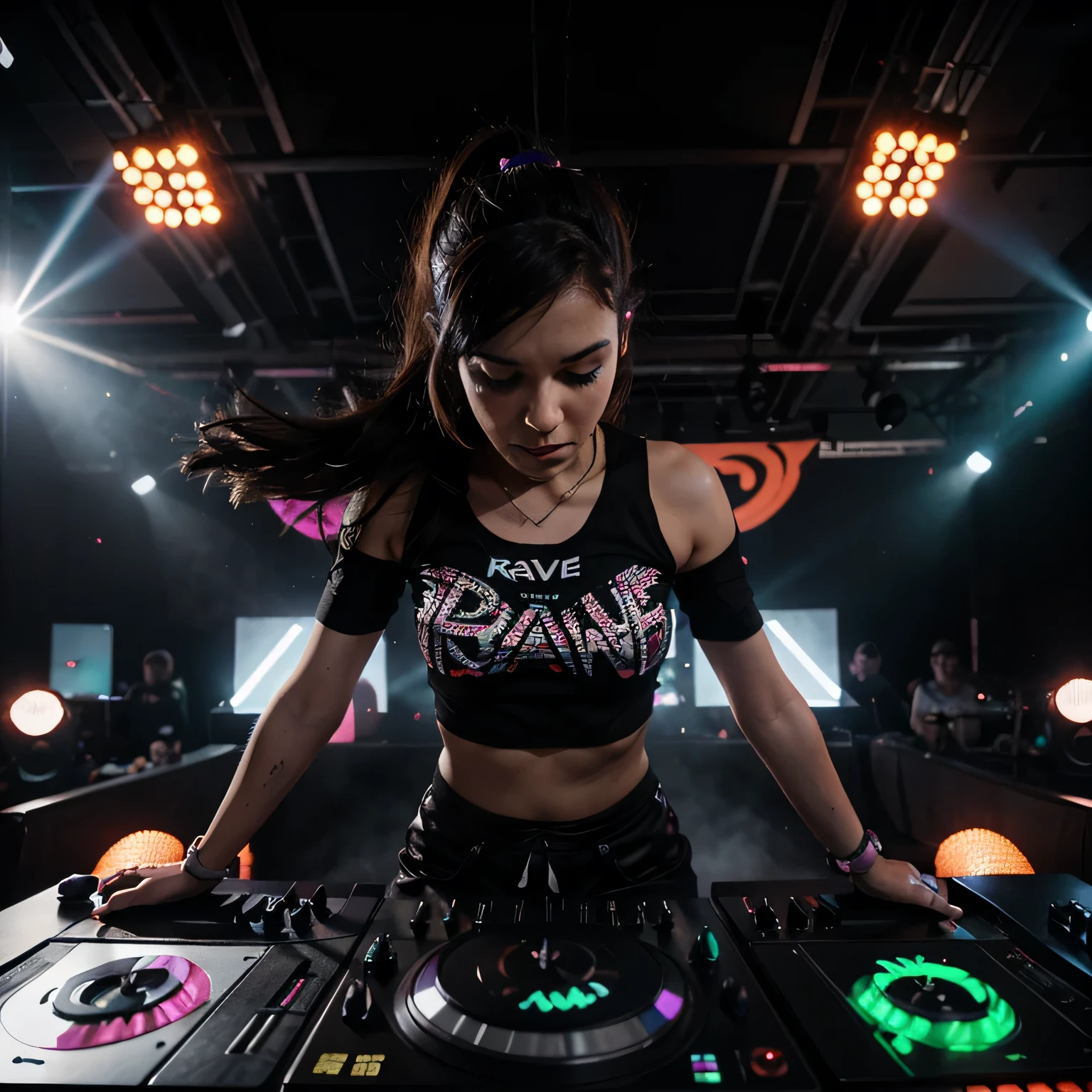 make a picture of a sick rave with a dj as the main focus