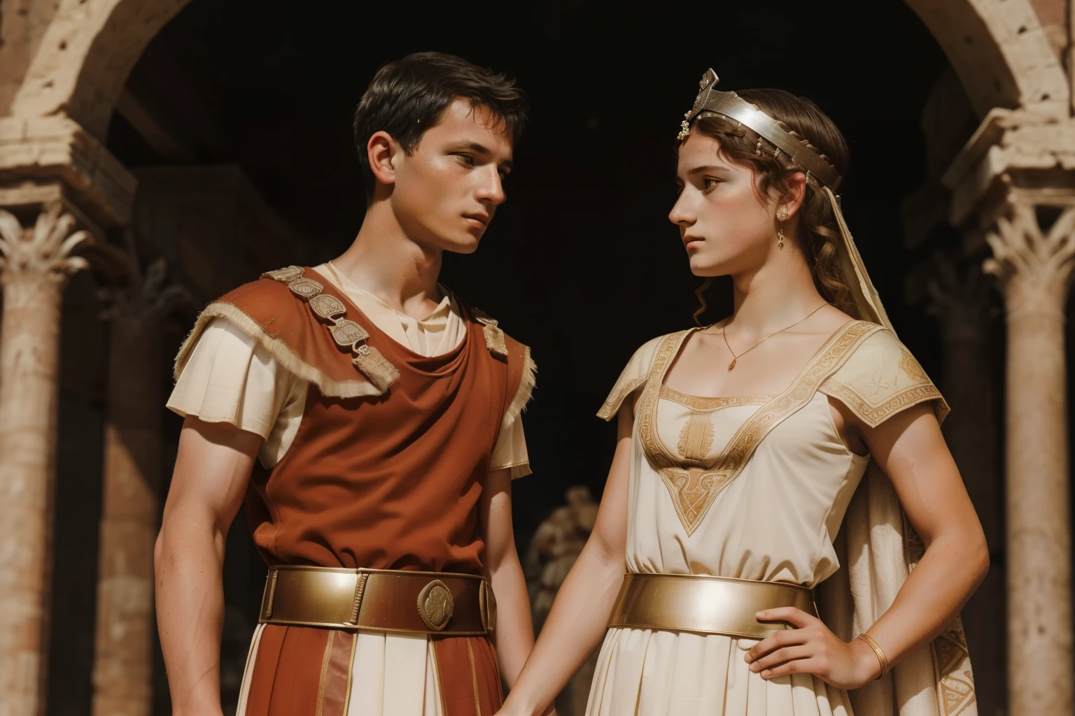 Rome, 77 BC. A young ((((17-year-old)) Julius Caesar)), getting married to ((13-year-old Cornelia)), wedding in ancient rome. ((((roman clothings from the 1st century BC))))