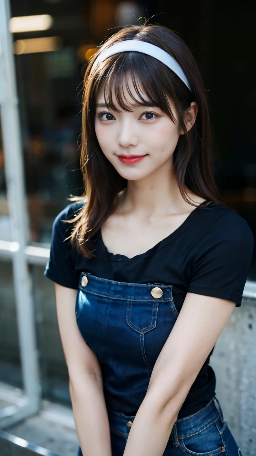 (masterpiece, best quality:1.3), (absurdres, absolutely resolution, highres, extremely detailed),BREAK(1girl, cute girl, shiny body, shiny skin, middle breasts), (black hair, long hair, hairband, black eyes), (beautiful eyes with luster reflection),BREAK(wearing performance T-shirts, jeans:1.5), (upper body:1.3),BREAK(wipe face sweat with a towel:1.1), sweat, smile, open mouth,BREAK(perfect anatomy, perfect arms, perfect hand, perfect finger, perfect legs:1.3),