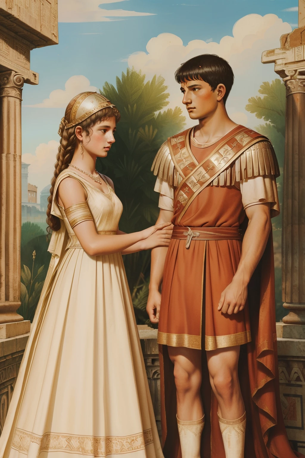 Rome, 77 BC. A young ((((-yeld)) ius Caesar)), getting married to ((13-year-o Coia)),dding in ancient rome. ((((roman clothings from the 1st century BC))))