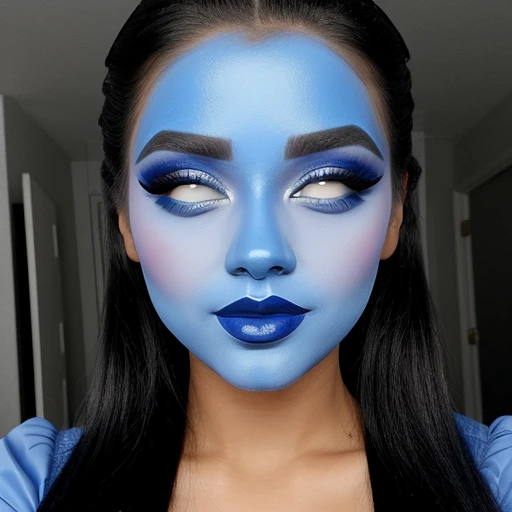 Lantia, blue lipstick ,blue face makeup