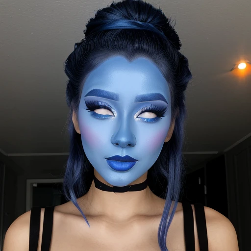 Lantia, blue lipstick ,blue face makeup 