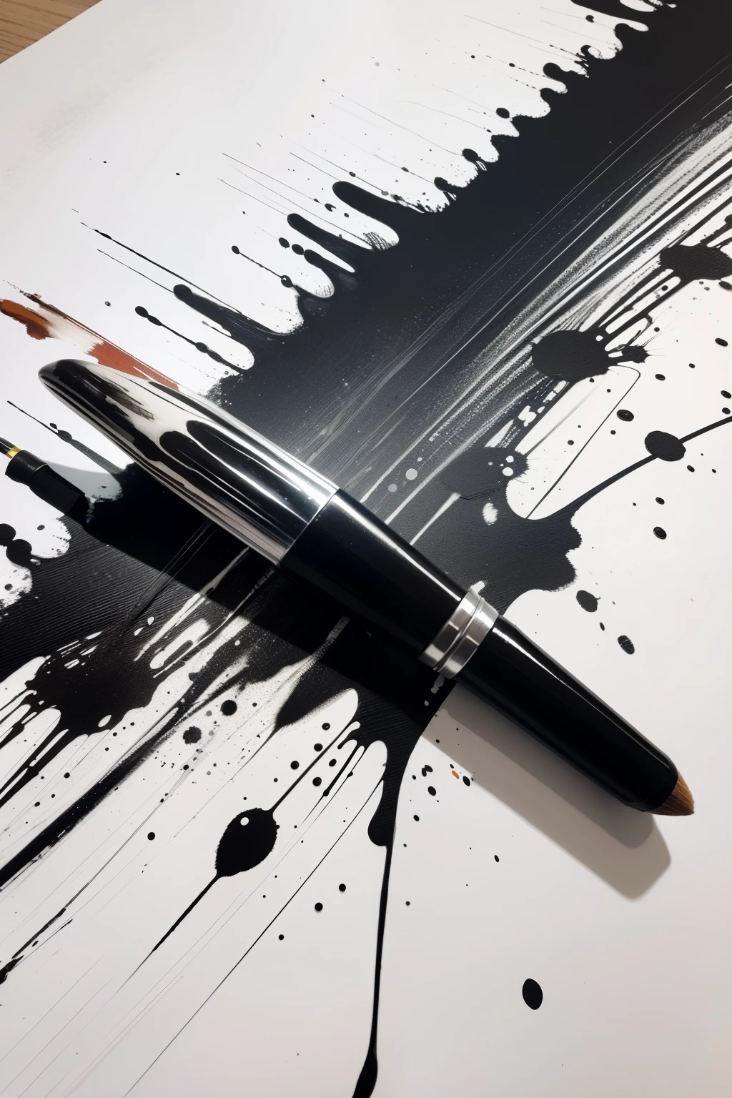 Ink Splatter:
(Surrealistic art、Impressionistic、Abstract、Chaotic、Creative、
(Brush stroke、Splatter technique、Black ink、Messy、Smeared、))
(Canvas or paper、Wet ink、(Mixed media、 unwiped brush、Splash effect、))
Ink Splatter art:
1.4, Ink painting, Artistic expression, Splatter technique:1.2, Abstract art, Messy detail:1.3,
Wet ink brush stroke:1.1, Chaotic and creative:1.4, Brush tip:1.2, Expressive brush