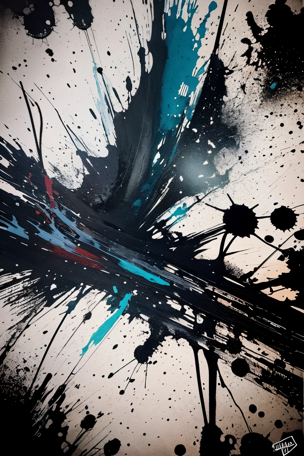 Ink Splatter:
(Surrealistic art、Impressionistic、Abstract、Chaotic、Creative、
(Brush stroke、Splatter technique、Black ink、Messy、Smeared、))
(Canvas or paper、Wet ink、(Mixed media、 unwiped brush、Splash effect、))
Ink Splatter art:
1.4, Ink painting, Artistic expression, Splatter technique:1.2, Abstract art, Messy detail:1.3,
Wet ink brush stroke:1.1, Chaotic and creative:1.4, Brush tip:1.2, Expressive brush