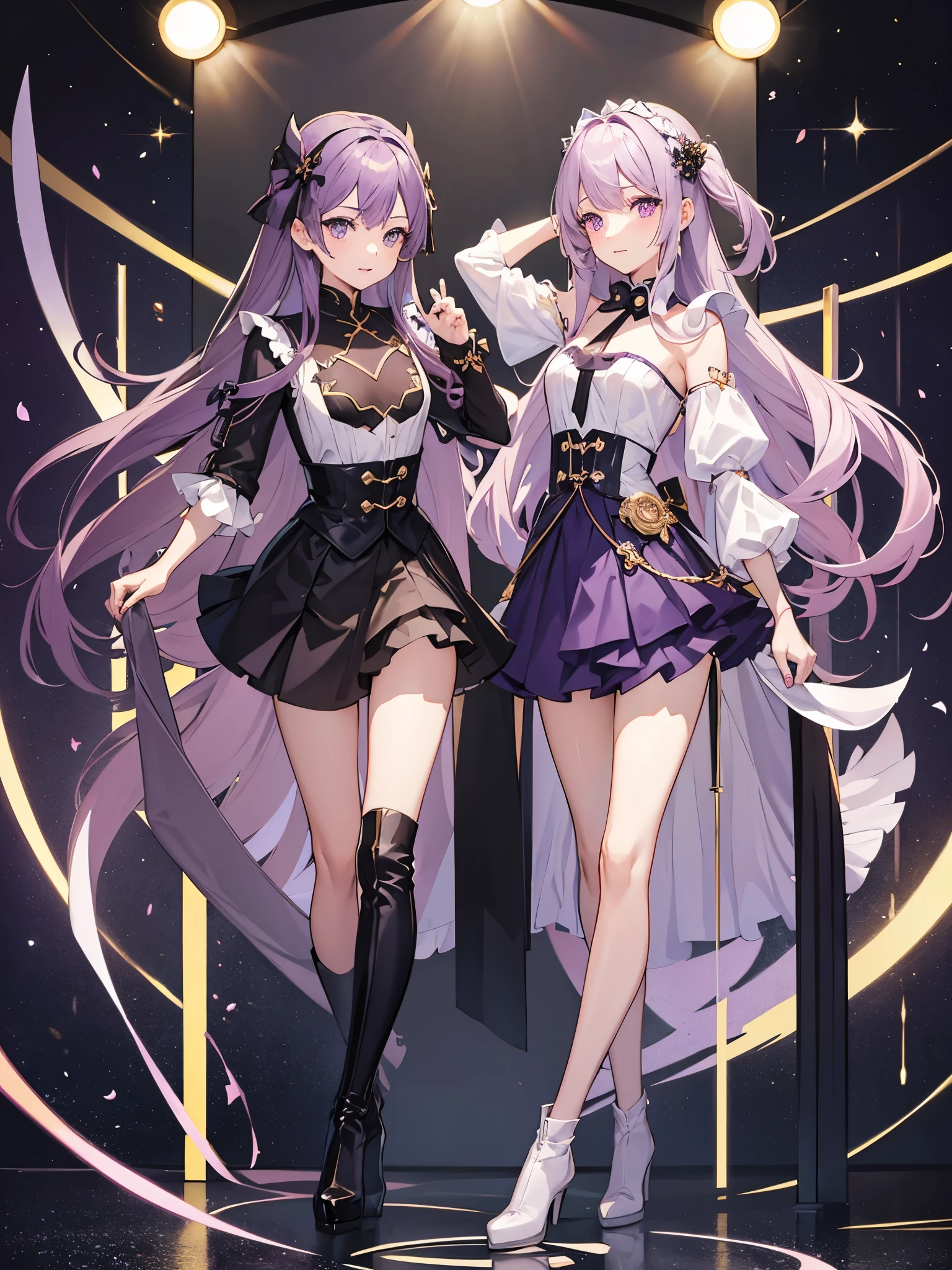 1boy, mauve hair, amethyst eyes, ((full body)), idol, ((crossdressing)), long boots, 美男子, 军服外套, ((单人))