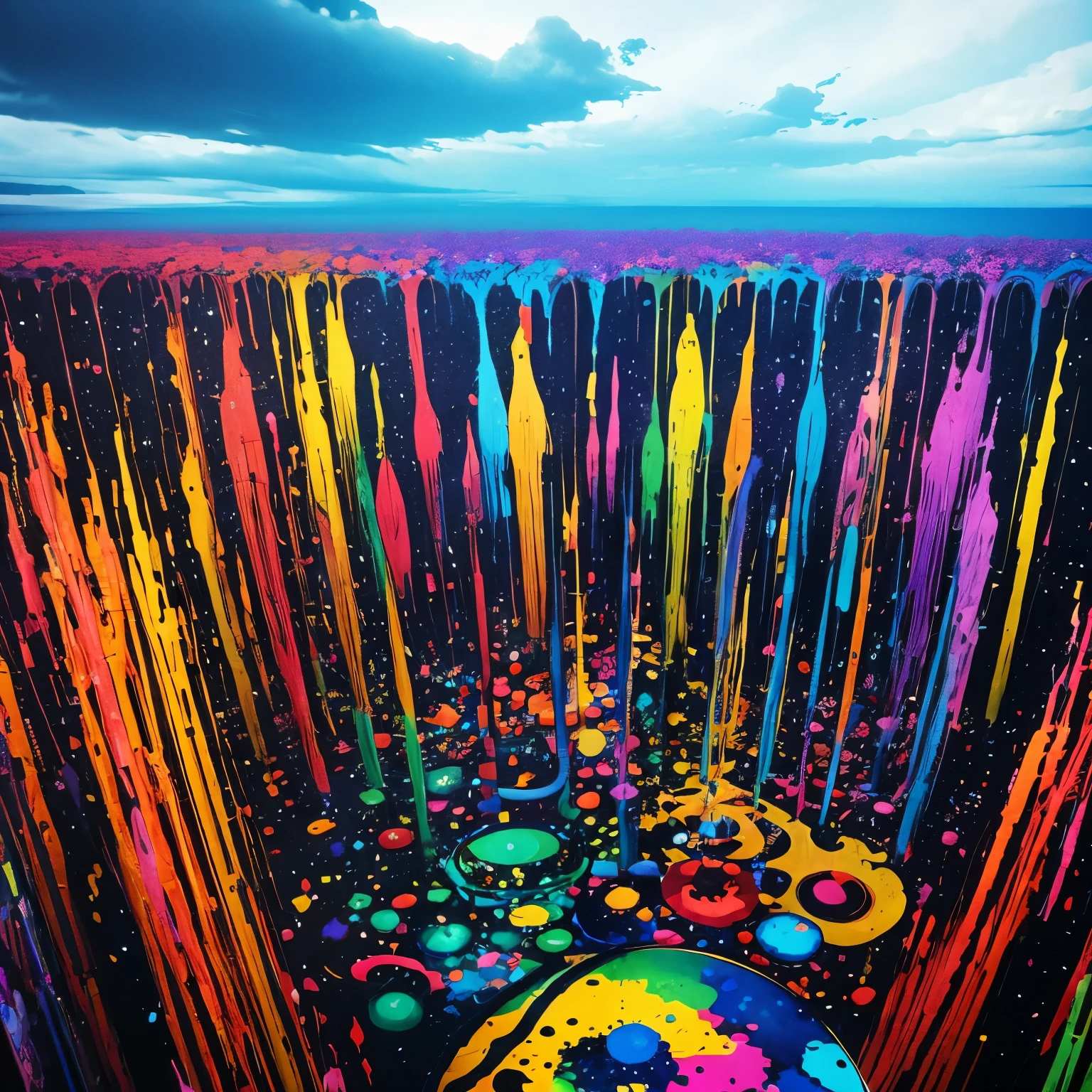 [cityscape : abstract art psychedelic color, ink splatter : 6]