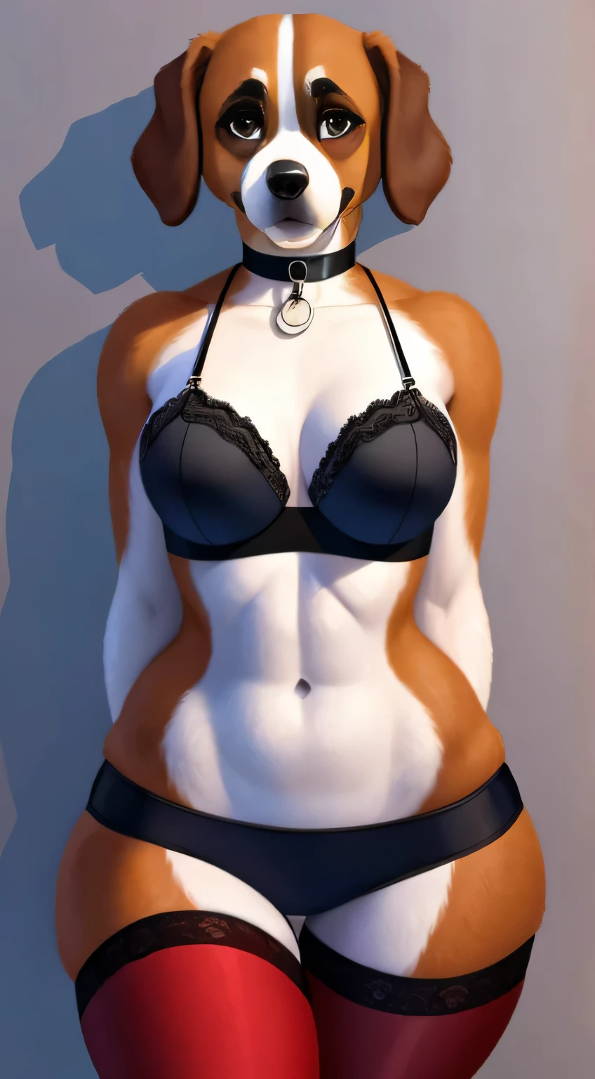 St.. Bernard (dog). small breasts. huge thighs. necklace. good. красные чStки. (very high resolution. 8K).