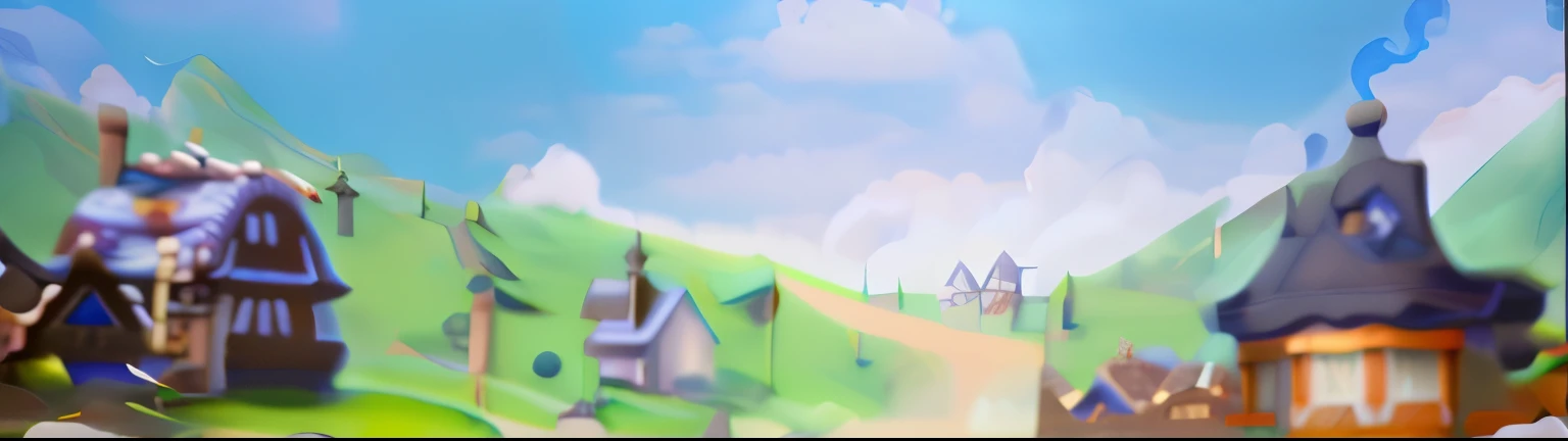 blue sky white clouds,faintly visible houses,Raise the smoke,lifelike,multi-detail,HD,4k,UE rendering,Photo texture,reality,超multi-detail,Ultra-clear,蓝光Image quality,Image quality