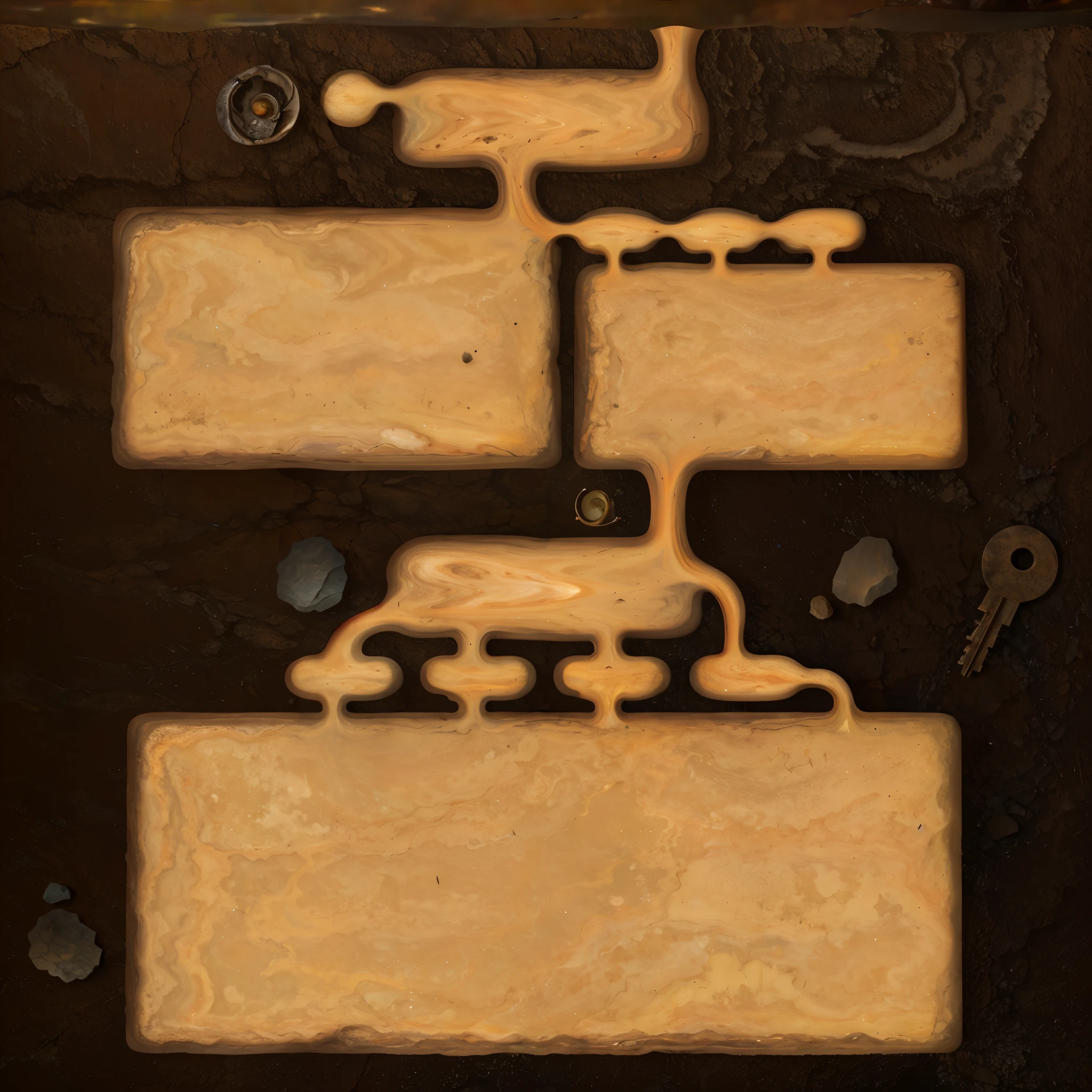 Geological layers，Transverse section，mire，skeleton，key，Stone，shell，dirt ground。