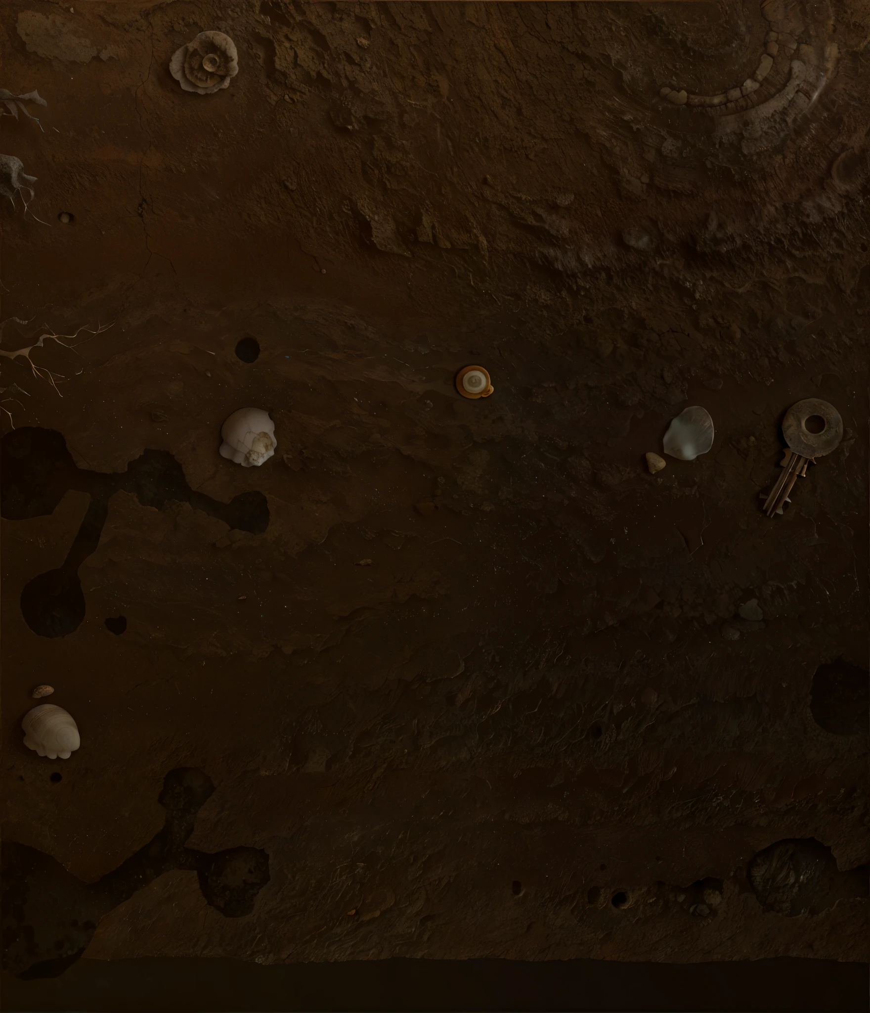 Geological layers,Transverse section,mire,skeleton,key,Stone,shell,dirt ground。