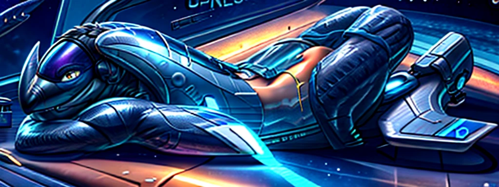A young male human in the process of undergoing a dramatic partial metamorphosis into a vaguely draconic living anthropomorphic space battleship in the Pixar style, partially submerged in a reservoir of liquid living metal outside of an alien spaceship shipyard facility, panicking as the foreign nanomachines start to convert his form into that of a vaguely draconic space battleship, his body still mostly human but covered in dripping metallic ooze, (cobalt:1.8) (gunmetal:1.5) and (gold:1.6), best quality, masterpiece, animated, ultra high resolution, sci-fi, close-up, (human into living vehicle transformation:1.6), anthropomorphic human dragon-inspired space battleship hybrid, Disney Pixar's Spaceships, (in the style of Pixar's Planes but with spaceships:1.8), (mostly human:1.75)