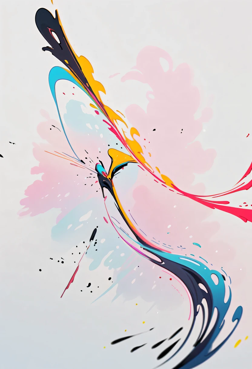 scribble art，ink splatter，Wild，splash ink painting，Abstraction，rich and colorful，Vague dreams，Dynamic energy,publish creation，visual impact,modern aesthetic,Elegant and simple,Contemporary interpretation,be bold,Chinese swordsman