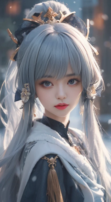 Anime girl with long hair and blue eyes in winter scene, Wear green clothes., Gouwiz-style artwork, Gouwiz, beautiful anime pictures, Amazing anime face pictures, 4K anime style, รายละเอียดdigital anime art, detailed portrait of anime girl, guweiz on artstation pixiv, digital anime art, Guweiz on Pixiv ArtStation