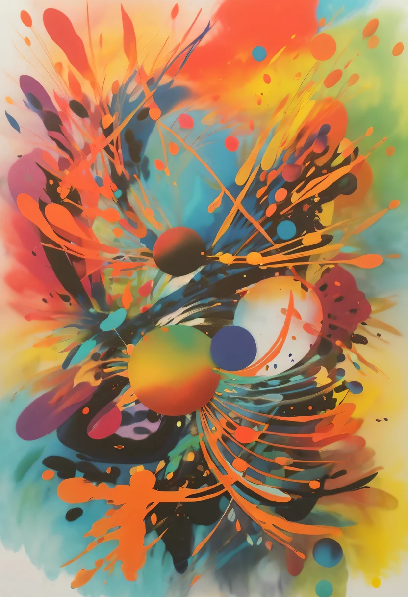 scribble art，ink splatter，Wild，splash ink painting，Abstraction，rich and colorful，Vague dreams，Dynamic energy,publish creation，visual impact,modern aesthetic,Elegant and simple,Contemporary interpretation,be bold,