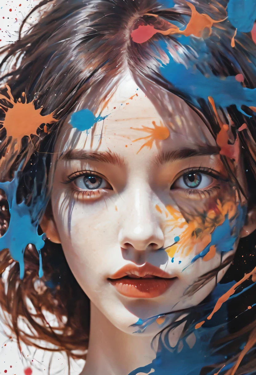 scribble art,ink splatter,Wild,splash ink painting,Abstraction,rich and colorful,Vague dreams,Dynamic energy,publish creation,visual impact,modern aesthetic,Elegant and simple,Contemporary interpretation,be bold,Stylized abstract portrait of beautiful girl,