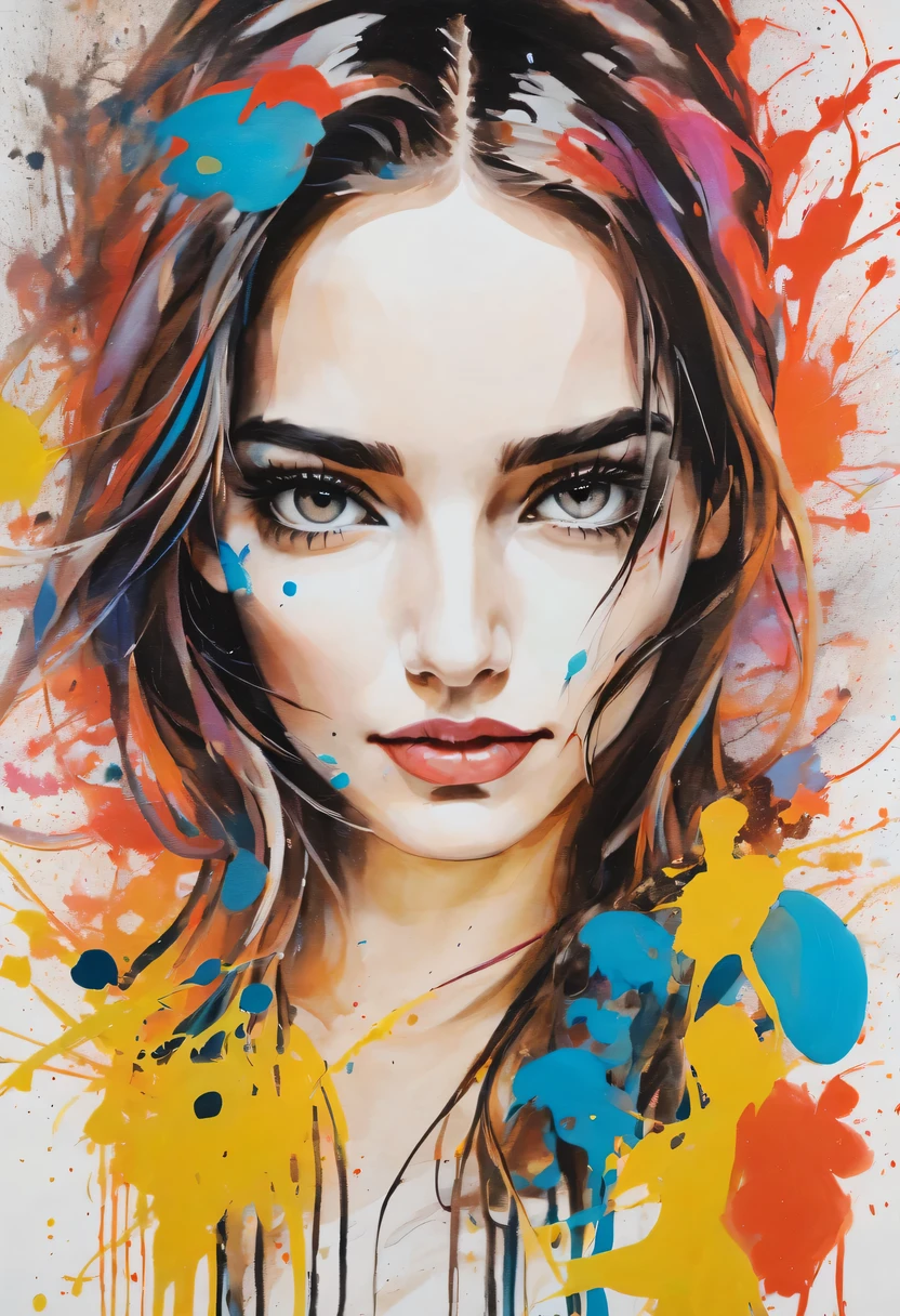 scribble art，ink splatter，Wild，splash ink painting，Abstraction，rich and colorful，Vague dreams，Dynamic energy,publish creation，visual impact,modern aesthetic,Elegant and simple,Contemporary interpretation,be bold,