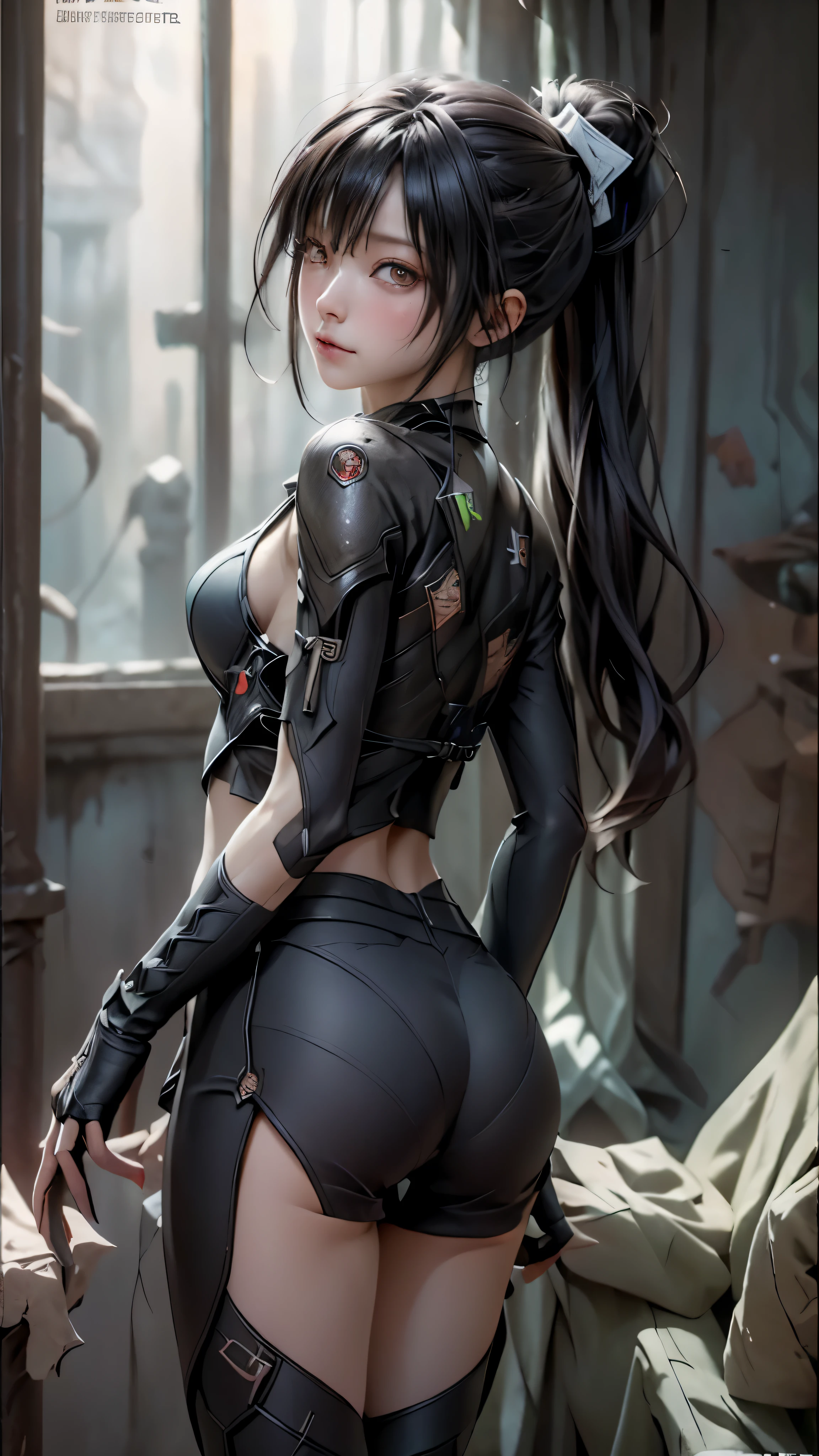 ((highest quality)), ((masterpiece)), (be familiar with:1.4), 。.。.。.3D, beautiful cyberpunk woman image,nffsw(high dynamic range),ray tracing,NVIDIA RTX,super resolution,unreal 5,scattered below the surface,PBR texturing,Post-processing,anisotropic filtering,written boundary depth,maximum clarity and sharpness,multilayer texture,Albedo and specular maps,surface shading,Accurate simulation of light-matter interactions,perfect proportions,octane rendering,two-tone lighting,wide aperture,Low ISO、White balance、Rule of thirds、8,000 students、((Holding a sword in your hand))(((look back)))