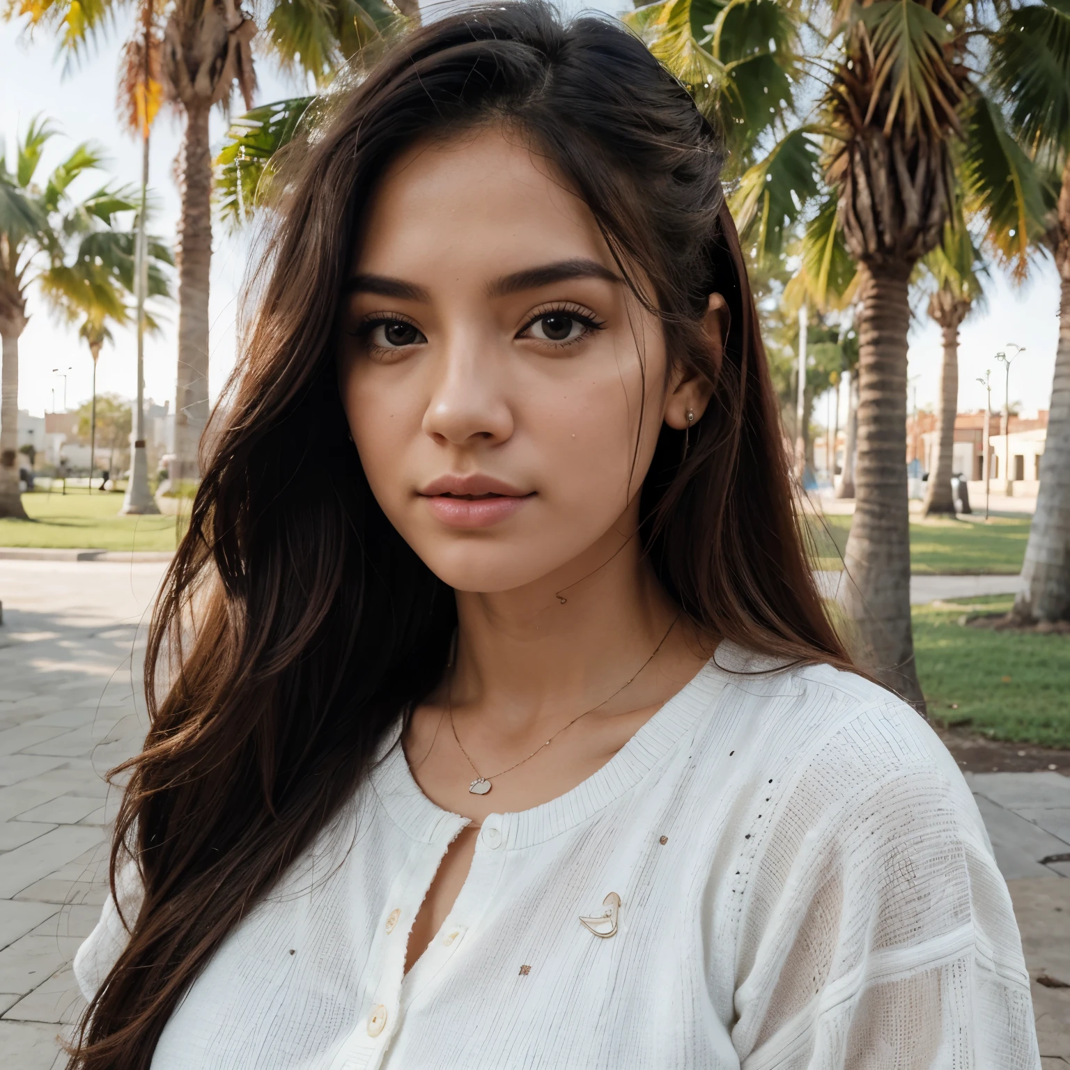 Pretty 20 year old woman, morena clara, pelo negro, viendo la ciudad de Guadalajara