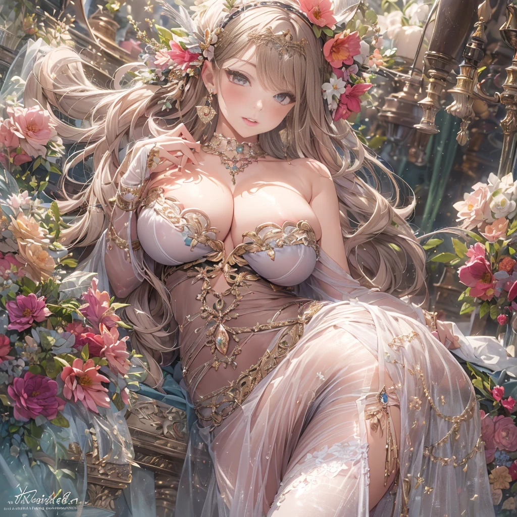 mature woman、sensual curves、huge breasts、thighs、bubble、お尻のmasterpiece, 最high quality, Super detailed, full body shot, mature woman, beautiful mature woman, nightgown and underwear, enchanting smile, thick lips, Chubby lips, blush, looking at the viewer, provocative expression, beautiful髪型, cleavage, Plump、curvy hips、attractive face、sexy lingerie 、an inviting gaze、Expression of emotions、Lewd underwear、(((erotic see-through lingerie set)))、Standing position、gorgeous accessories 、big breastsの女性, bare shoulders, golden hair, colored feather, metal ornaments, colored flowers, particle, light, (masterpiece, 最high quality, 最high quality, official art, beautiful and aesthetic:1.2), (1 girl:1.3), very detailed,(fractal art:1.1),(colorful:1.1)<(flowers:1.3),most detailed,(zentangle:1.2), (dynamic pose), (abstract background:1.3), (shiny skin), (lots of colors :1.4), ,(earrings:1.4), (feather:1.4),masterpiece, 最high quality, Super detailed, 30~40 years, full body shot, beautiful 、various hairstyles,gold headband,plump breasts,beautiful butt,greek clothing,Tulle covers the breasts,perfectly proportioned, detailed clothing details,marble,god statue,cinematic lighting, film grain, Fuji color, 8K, masterpiece, Super detailed, high detail, high quality, High resolution, 、(((erotic see-through lingerie set)))、gorgeous accessories、raise your butt, from below, (((NSFW:1.2)))、exposed chest、Openwork decoration,(((see through dress)))、(((anatomically correct body))) , 最high quality, Super detailed, (((Lewd underwear)))、raise your butt, from below, (NSFW: 1.4)、exposed chest、(((Healing face)))、Openwork decoration,(((R-18)))、Hakari、Whirlpool、thighs, big breasts, Are standing, cowboy shot, blush, 1 girl, (masterpiece:1.3), (High resolution), (8K), (very detailed), perfect face, Nice eyes and face, (((最high quality))), (Super detailed), detailed face and eyes, (alone), High resolution、beautiful目,(((sexy pose)))、(((big breasts)))、((beautiful eyes))、luxury、(((超High resolution)))、(((detailed description)))、(((chubby body shape)))、(((Body parts that match the anatomy)))、beautiful長いまつ毛、Balanced body shape、2Book Arm、2 legs、Legs and arms of just the right size、Fishnet tights、glamorous