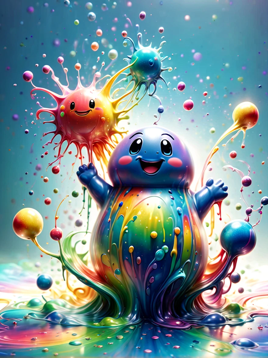 Whimsical vibe,an underwater world,((The cute fat star is drawing on the drawing board with a paintbrush:1.5)),((ink pigment,Strong splash of colored ink:1.6)),(在画布和章鱼身上有更多的ink splatter effect:1.6),(Character covered in ink liquid splatter:1.6), (ink splatter effect:1.7),(Splash paint:1.7), (Rainbow paint splash:1.7),(paint splatter background:1.7),The octopus should look happy doing its art,周围是充满珊瑚和海洋生物的energetic水生环境,Lovely 3D rendering, Character covered in ink liquid splatter, 4D cinema rendering octane, blender art, Hospital 4D color rendering, highly detailed photo of happy, Rendering in cinema4d, 4D cinema rendering, Colorful octane rendering, 3d illustration, 3D illustration, Stylized for 3D rendering . energetic, beautiful, translucent, complex, detailed