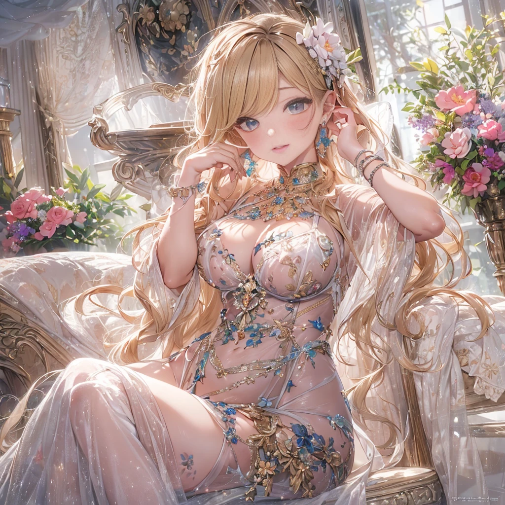 mature woman、sensual curves、huge breasts、thighs、bubble、お尻のmasterpiece, 最high quality, Super detailed, full body shot, mature woman, beautiful mature woman, nightgown and underwear, enchanting smile, thick lips, Chubby lips, blush, looking at the viewer, provocative expression, beautiful髪型, cleavage, Plump、curvy hips、attractive face、sexy lingerie 、an inviting gaze、Expression of emotions、Lewd underwear、(((erotic see-through lingerie set)))、Standing position、gorgeous accessories 、big breastsの女性, bare shoulders, golden hair, colored feather, metal ornaments, colored flowers, particle, light, (masterpiece, 最high quality, 最high quality, official art, beautiful and aesthetic:1.2), (1 girl:1.3), very detailed,(fractal art:1.1),(colorful:1.1)<(flowers:1.3),most detailed,(zentangle:1.2), (dynamic pose), (abstract background:1.3), (shiny skin), (lots of colors :1.4), ,(earrings:1.4), (feather:1.4),masterpiece, 最high quality, Super detailed, 30~40 years, full body shot, beautiful 、various hairstyles,gold headband,plump breasts,beautiful butt,greek clothing,Tulle covers the breasts,perfectly proportioned, detailed clothing details,marble,god statue,cinematic lighting, film grain, Fuji color, 8K, masterpiece, Super detailed, high detail, high quality, High resolution, 、(((erotic see-through lingerie set)))、gorgeous accessories、raise your butt, from below, (((NSFW:1.2)))、exposed chest、Openwork decoration,(((see through dress)))、(((anatomically correct body))) , 最high quality, Super detailed, (((Lewd underwear)))、raise your butt, from below, (NSFW: 1.4)、exposed chest、(((Healing face)))、Openwork decoration,(((R-18)))、Hakari、Whirlpool、thighs, big breasts, Are standing, cowboy shot, blush, 1 girl, (masterpiece:1.3), (High resolution), (8K), (very detailed), perfect face, Nice eyes and face, (((最high quality))), (Super detailed), detailed face and eyes, (alone), High resolution、beautiful目,(((sexy pose)))、(((big breasts)))、((beautiful eyes))、luxury、(((超High resolution)))、(((detailed description)))、(((chubby body shape)))、(((Body parts that match the anatomy)))、beautiful長いまつ毛、Balanced body shape、2Book Arm、2 legs、Legs and arms of just the right size、Fishnet tights、glamorous